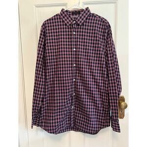 Banana Republic Slim Fit Men's L Non Iron 100% Cotton Purple Checkered Button Up